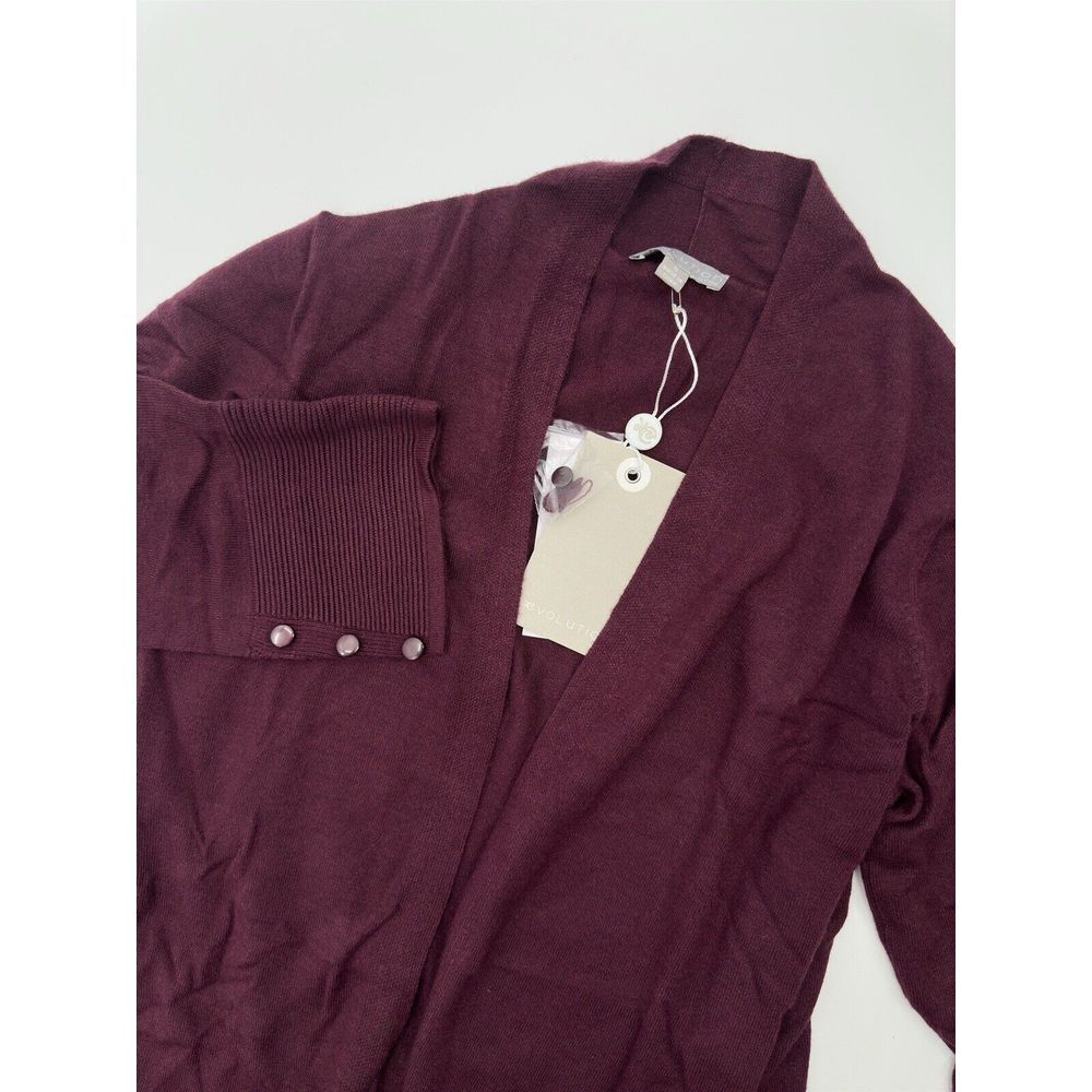 Evolution By‎ Cyrus Cardigan Small Button Sleeve Open Burgundy Ancho Chili NEW